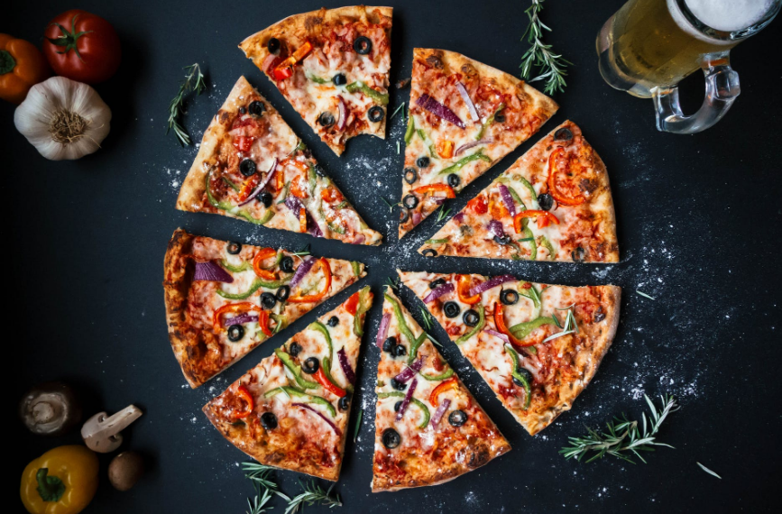 slices of pizza on the table